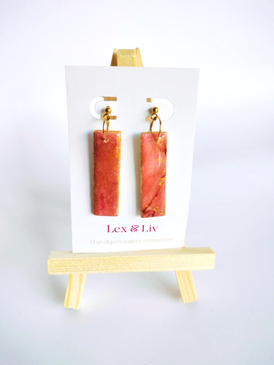 Oranje vierkanten met gouden rand